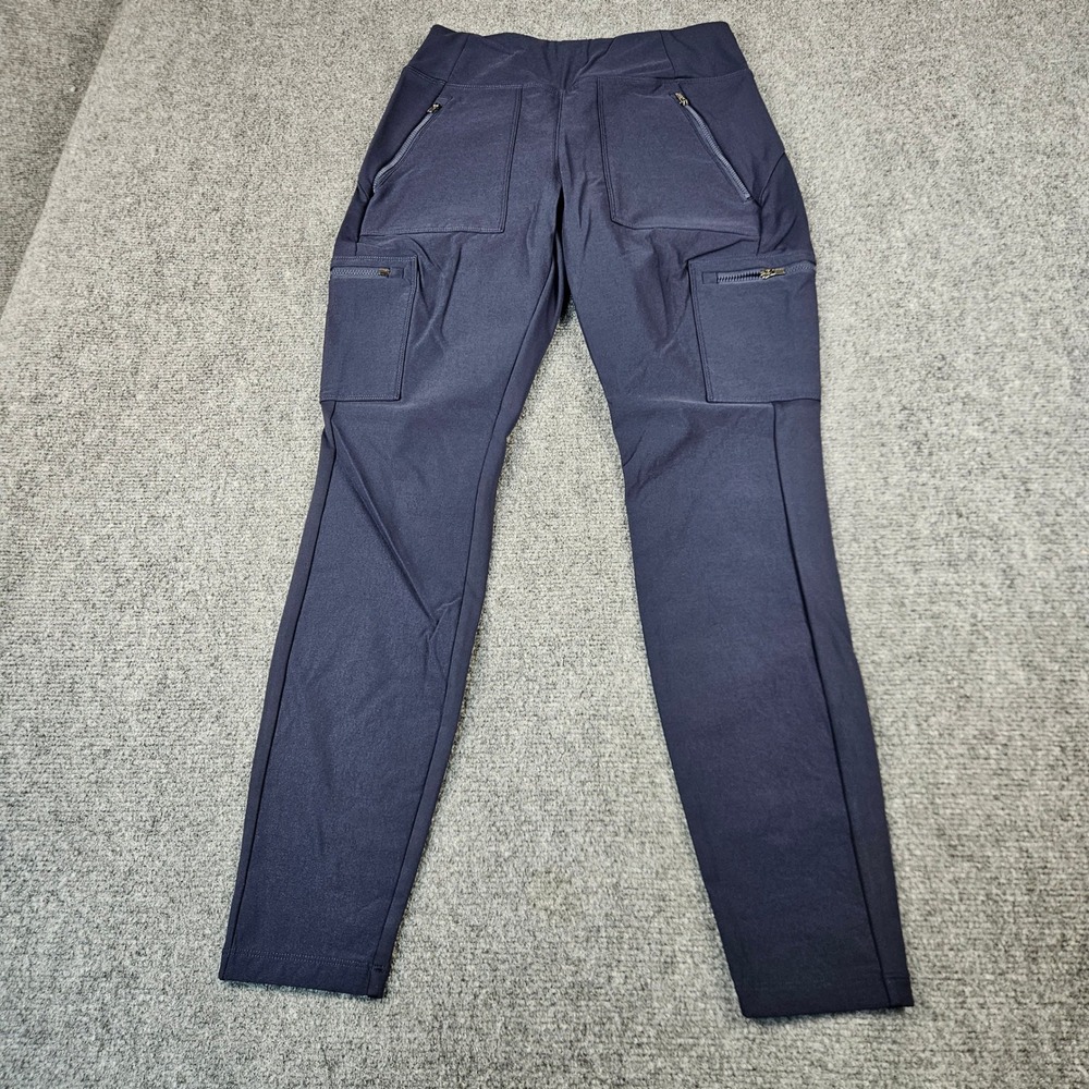 Athleta Navy Blue Cargo Hiking Pants Womens 6 Zipper Pockets Stretch Slim Leg